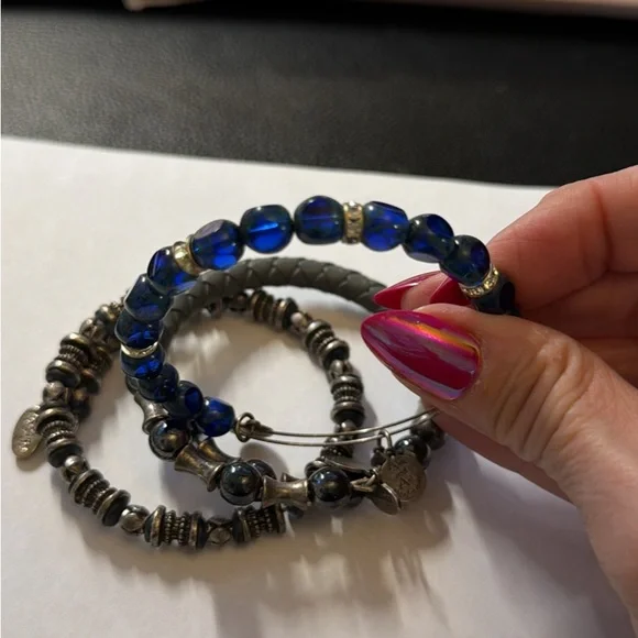 Alex and Ani silver and blue Bracelet Set - Picture 4 of 6